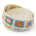 PAXMATE Cotton Webbing, 2 Inch Webbing Crochet Flower Webbing Strap for Bags, Arts and Crafts