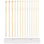 Curtzy 14 Sizes Bamboo Tunisian Afghan Crochet Hooks - Each Hook Measures 35cm/14 inches - Sizes 2mm to 10mm - Tunisia Hooks for Crocheting Projects - Beginners to Experts