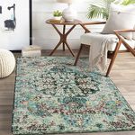 Lahome Bohemian Floral Medallion Area Rug - 3x5 Washable Bedroom Rug Entryway Mat, Non Slip Pet Friendly Turkish Nursery Carpet for Kitchen Sink Camper Couch Living Dining Room Office Hardwood