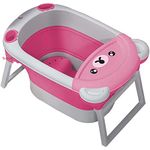 GOCART WITH G LOGO Household Bath Barrel Folding Sit-Up Bath Tub,Suitable for Kids and Adult (Pink)