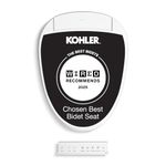 Kohler K-8298-CR-0 C3 455 Elongated Heated Bidet Toilet Seat, White with Remote Control, Quiet-Close Lid, Automatic Deodorization, Self-Cleaning Wand, Adjustable Water Pressure and Nightlight