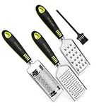 Cheese Grater & Lemon Zester, 3 Kitchen Graters Set, Ergonomic TPR Handle, Handheld Stainless Steel Zester for Potato Nutmeg Lemon Ginger Garlic Fruits