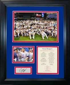 HOFSM.COM Hall of Fame Sports Memorabilia Framed Texas Rangers 2023 World Series Champions Corey Seager MVP Facsimile Laser Engraved Signature Auto 12"x15" Baseball Photo Collage