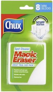 Chux Magic Eraser Spot Cleaner Pad, Powerful Scuff and Mark Remover, Activates with Water Alone, 8 Count