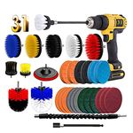 BRITOR Drill Brushes for Cleaning 31 Piece, Drill Brush Set Cleaning Tools, Car Drill Brushes Detailing with Scrub Pads, Power Scrubber Kit with Extend Long Attachment- for Grout, Tiles, Sinks