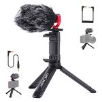 K&F Concept External Shotgun Microphone for Camera & Phone, CM600 Video Mic Kit with Phone Holder Windscreen for YouTube Recording Vlogging, Compatible with Smartphone DSLR Camcorder