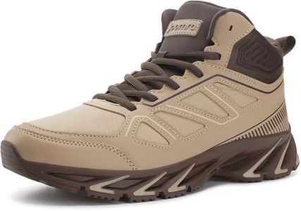 Joomra High Top Walking Shoes for Men Size 10 Male Basketball Leather Travel Sneakers Fashion Casual Non Slip Khaki 45
