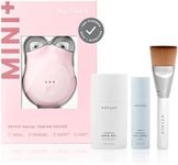 NuFACE Mini+ Microcurrent Facial Device Kit - FDA Cleared Face Sculpting & Skin Tightening Device to Contour, Lift & Tone + Microcurrent Gel Activator, Silk Crème & Applicator Brush - Sandy Rose