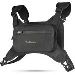 Trailoom Running Chest Pack, Reflective Vest, Water Repellent, Phone Holder, Men & Women, Workout Bag for Runners, Cycling, Biking, EDC Pouch, Jogging Carrier, Hidden Pocket, Lightweight (Black)