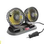 TuoYi Car Fan 12V, Upgrade Car Cooling Fan with 360 Degree Adjustable Dual Head Cigarette Lighter Plug,Low Noise Automobile Vehicle Fan for Car Truck Van SUV RV Boat