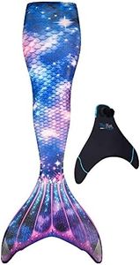 Fin Fun Limited Edition Wear-Resistant Mermaid Tail for Swimming, Kids and Adults, Monofin Included, for Girls and Boys, Lunar Tide, Child 10