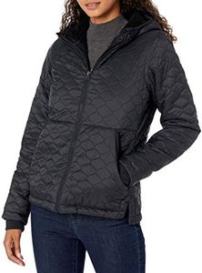 Amazon Essentials Women's Lightweight Water-Resistant Sherpa-Lined Hooded Puffer, Black, Large