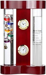 Lily's Home Analog Weather Station, with Galileo Thermometer, a Precision Quartz Clock, Analog Hygrometer, and Fitzroy Storm Glass Weather Predictor, 5 Multi-Colored Spheres (7 in x 4.25 in)