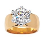 PalmBeach Gold-Plated, Rose Gold-Plated or Silvertone Round Cubic Zirconia Solitaire Engagement Ring, Metal, Cubic Zirconia