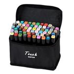 EMNDR 60Pcs Color Dual Tip Art Markers Set Brush & Chisel Sketch Marker For Adult Coloring Calligraphy And Illustration Markers Drawing Pen For Kids Colour Pens (60 Pcs), Black