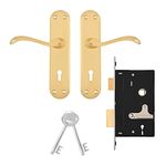 Godrej Locking Solutions and Systems Venus 6 Levers Brass Door Handle with Lock Set (Gold)