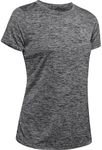 Under Armour Women's Tech Twist T-Shirt, Black/Metallic Silver, Large