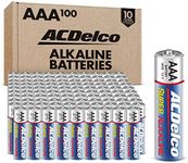 ACDelco 100-Count AAA Batteries, Maximum Power Super Alkaline Battery, 10-Year Shelf Life, Recloseable Packaging