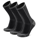 Mens Wool Socks 3 Pack Thermal Socks for Women Winter Black Crew Socks for Hiking Cold Weather Thick Boot Socks(3 Black, Size L)