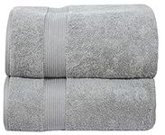 Jumbo Bath Sheets Extra Large (90 x 180 cm, 2 Pack) 100% Cotton Super Soft Hotel Quality Towel Bath Sheet - 600 GSM Ring Spun, Ultra Soft, Absorbent BeachTowels Bathroom Bath Towels Set (Silver)