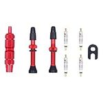 Valve Core Remover Tool Kit 1.6in Tubeless Valve Stem French Type Aluminum Alloy Accessories for Road Bicycles Mountain Bikes (Red)