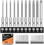 MulWark Hex Head Allen Wrench Drill Bit Set 33pcs (11pc Metric, 11pc SAE, 11pc Tamperproof Torx), 2.3" Long 1/4" Diameter Quick Release Shank Magnetic Screwdriver Bit Set for Assembling Furniture