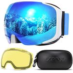 COPOZZ Polarized Ski Goggles Set - G2 Detachable Magnetic Lens Snow Goggles Over Glasses for Men Women Adult OTG Goggles