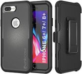 Punkcase for iPhone 7+ Plus Belt Clip Holster Case [Patron Series] 4-1 Rugged & Protective Multilayer Phone Cover W/Integrated Kickstand for iPhone 7+ Plus (5.5") (2016) [Black]