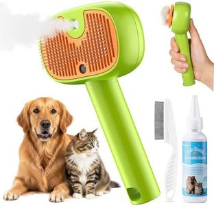 Cat Steam Brush for Shedding, 4-in-1 Pet Steam Brush for Indoor Cats Dogs Spray Hair Removal Comb, 2 Spray Self-Cleaning Electric Steaming Dog Brushes for Shedding,Massage,Cleaning Grooming (Green)