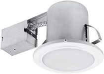 Globe Electric 5" Damp Rated Shower Recessed Lighting Kit Dimmable Downlight, White Finish, Tempered Frosted Glass, Easy Install Push-N-Click Clips, Globe Electric 90036