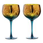 ARTLAND - Fiesta Gin Glasses - Colourful & Eclectic - Cocktail Glasses Set - Handmade Glassware - - Set of 2