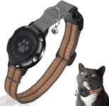 AirTag Cat Collar, Integrated Kitten Collar with 100% Waterproof AirTag Holder, Soundproof Reflective GPS Cat Collars with Apple Air Tag Case and Bell for Girl Boy Cats, Kittens and Puppies(Grey, XS)