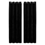 Hafaa Black Blackout Curtains for Bedroom – 66” wide x 72” drop Crushed Velvet Thermal Insulated Curtains for Living Room – Eyelet Room Darkening Curtains with 2 Tie Backs (168cm x 183cm)