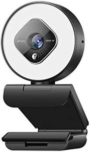 1080P Webcam for PC with Ring Light and Dual Microphone, Auto-Focus Webcam for Streaming, Adjustable Brightness Web Cam, USB Webcam for Zoom Skype| YouTube | PC | Mac| Laptop Desktop