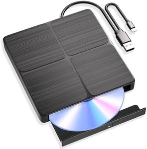 External Blu Ray Drive - Portable 3D Optical Bluray Drive for Laptop，3.0 USB & Type C Blu Ray Drive Read and Write BD/DVD/CD, Bluray Burner External Compatible with Windows XP/7/8/10, Linux, Mac OS