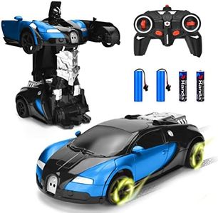 Ursulan RC Cars Robot for Kids Remote Control Car Transformrobot Toys for Boys Girls Age of 6,7,8-16 Year Old Gifts One Button Transforms into Robot with LED Light Intelligent Vehicle (Blue)