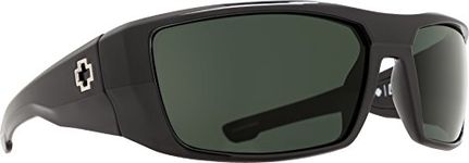 Spy Optic Dirk Polarized Wrap Sunglasses, Black/Happy Gray/Green Polar, 64 mm