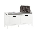 SoBuy FSR63-W, Shoe Bench Shoe Rack Shoe Cabinet Hallway Storage Bench with Seat Cushion, White