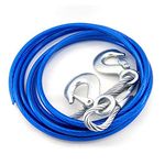 GNEY Premium 4 m Long, 5 Ton Towing Super Strong Emergency Heavy Duty Car Tow Cable Strap Rope with Dual Forged Hooks (Blue, 10mm x 4 m)