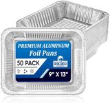 Aluminum Pans (50 Pack) - Disposable Foil Pans with No Lid 9x13 - Heavy Duty Deep Foil Aluminum Baking Pans, Aluminum Foil Pans for Cooking, Roasting, Cake & Oven Pan, Grilling and Food Prep