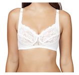 SHERRY Women's Comfortable Wirefree Encircled Fancy Laced Cups Nonpadded Bra White