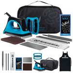 Winterial Snowboard Repair Tuning Kit w/ French All Temperature Wax, Waxing Iron, Plastic & Metal Scrapers, Steel Wool, 2 Files, Apron, & Edging Tool