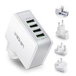 Lencent USB Charger Plug, 4-Port USB Universal Travel Adaptor Plug, 22W/5V 4.4A Wall Charger Worldwide Travel Charger Adapter for iPhone, iPad, Android, Tablets and More