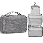 Etercycle Toiletry Bag for Women Men, Waterproof Hanging Toiletry Bags for Traveling, Portable Foldable Travel Wash Bag with Hanging Hook, Shaving Bag for Bathroom Shower- Gray