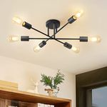 ANWIO Modern 6 Head Sputnik Light,Adjustable Ceiling Lights Living Room with E27 Base, Black Ceiling Light for Bedroom,Kitchen Lights Ceiling,Chandeliers Ceiling Light Fittings (NO Bulb)