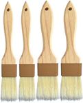 Basting Brush,Pastry Brush 1.5 & 1 in - Natural Bristle Cooking Brush for Baking,Not Shed Food Grade Brush,Butter Brushes,Cooking Brush for Oil and Sauce,Kitchen Turkey Baster,Egg Wash Brush(4 Pc)