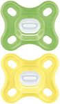 MAM 'Comfort' Design Collection Pacifier for Breastfed Babies (Pack of 2 Pacifiers), MAM Soother with Soft Silicone Nipple, Unisex Baby Essentials, 0-4 months, (Colors may vary)