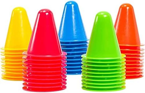 Juvale 50 Pack Mini Cones for Classroom, Small Sports Markers for Soccer, Playground (Assorted Colors, 3 in)