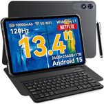 VekfulPC 13.4 inch Best Android 15 Tablets 2025 with Keyboard and Pen,13+ inch Large Screen 2-in-1 Tablet PC with Case, Stylus, Mouse | Gemini AI Gaming Tablet, 24GB+256GB, 120Hz, Octa-Core, 10000mAh