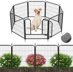 SPECILITE Garden Decorative Fence with Gate, 24in(H) X 24in(L) 8 Panels, No Dig Animal Barrier, Dogs Rabbits Pets Blocker, Rustproof Metal Protectors for Yard, Outdoor, Patio, Temporary, Backyard